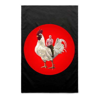 Today's Rooster Is Tomorrow's Feather Duster - black edition tea towel Thumbnail