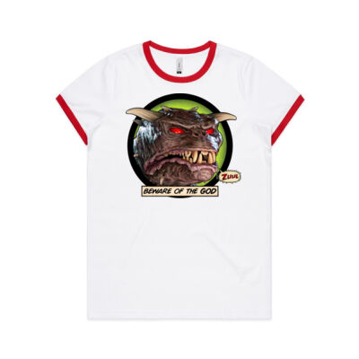 Beware Of The God - Womens AS Colour Ringer Tee 4053 Thumbnail